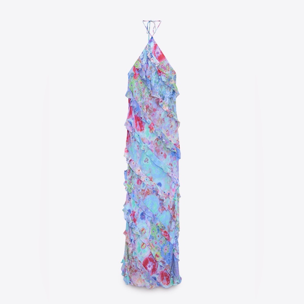 ZARA | PRINTED RUFFLED DRESS
